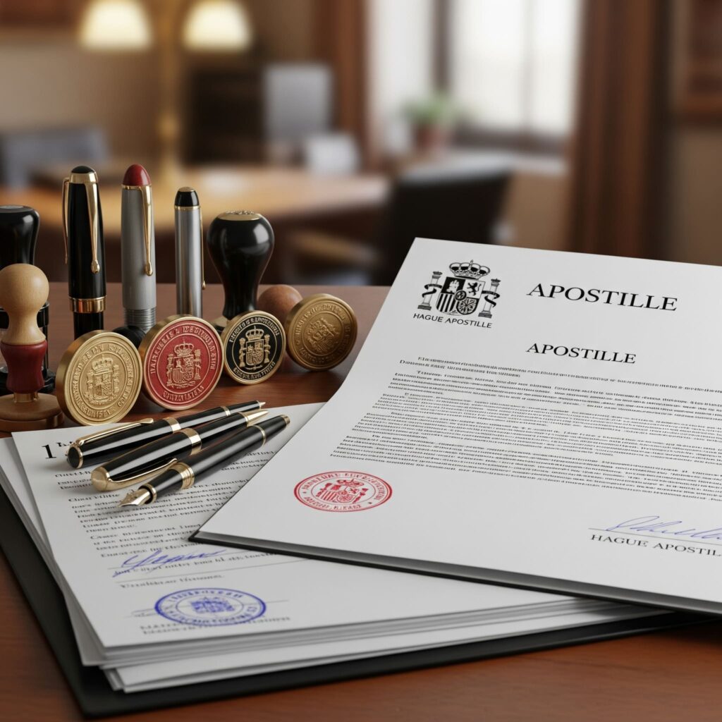 US document Apostille, Spanish official document, legalization, notary seals, authentic documents, WIC Idiomatic